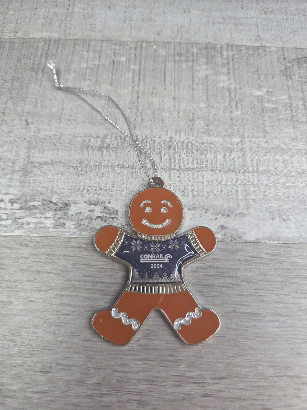 Rare Gingerbread Man Enamel Metal Christmas Ornament Conrail 281c